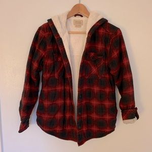 Boston Traders red and black plaid lined jacket